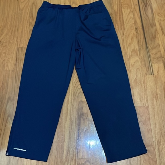 Men’s Under Armor Size XXL Sweatpants Track Pants with Leg Zippers Navy Blue - Picture 3 of 11